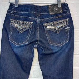 Miss Me Womens Skinny Jeans Dark Wash JP46565 Button Flap Pockets Low Rise Sz 29